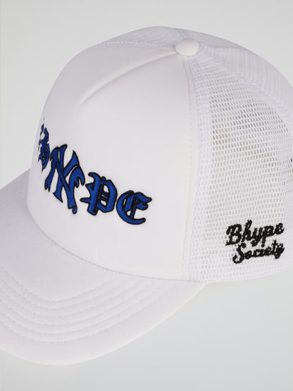 BHYPE SOCIETY WHITE TRUCKER HAT - CITIES LOGOS