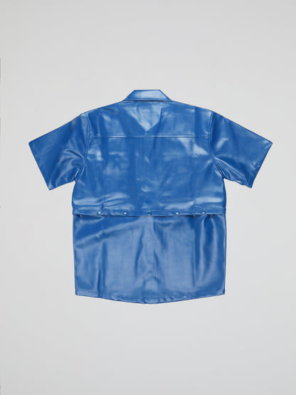 BHYPE ROYAL BLUE LEATHER DETACHABLE SHIRT