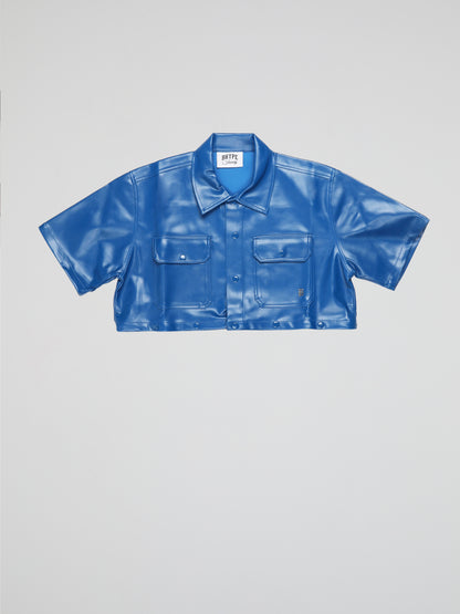 BHYPE ROYAL BLUE LEATHER DETACHABLE SHIRT