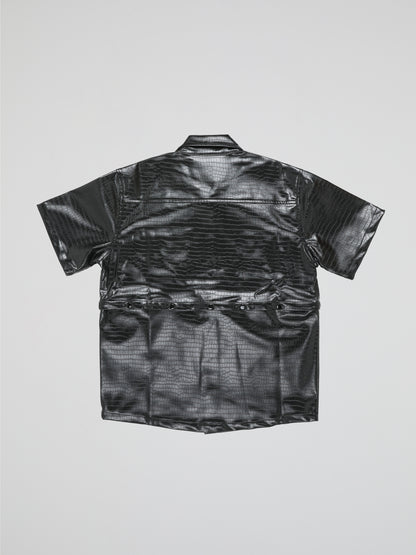 BHYPE BLACK CROCO LEATHER DETACHABLE SHIRT