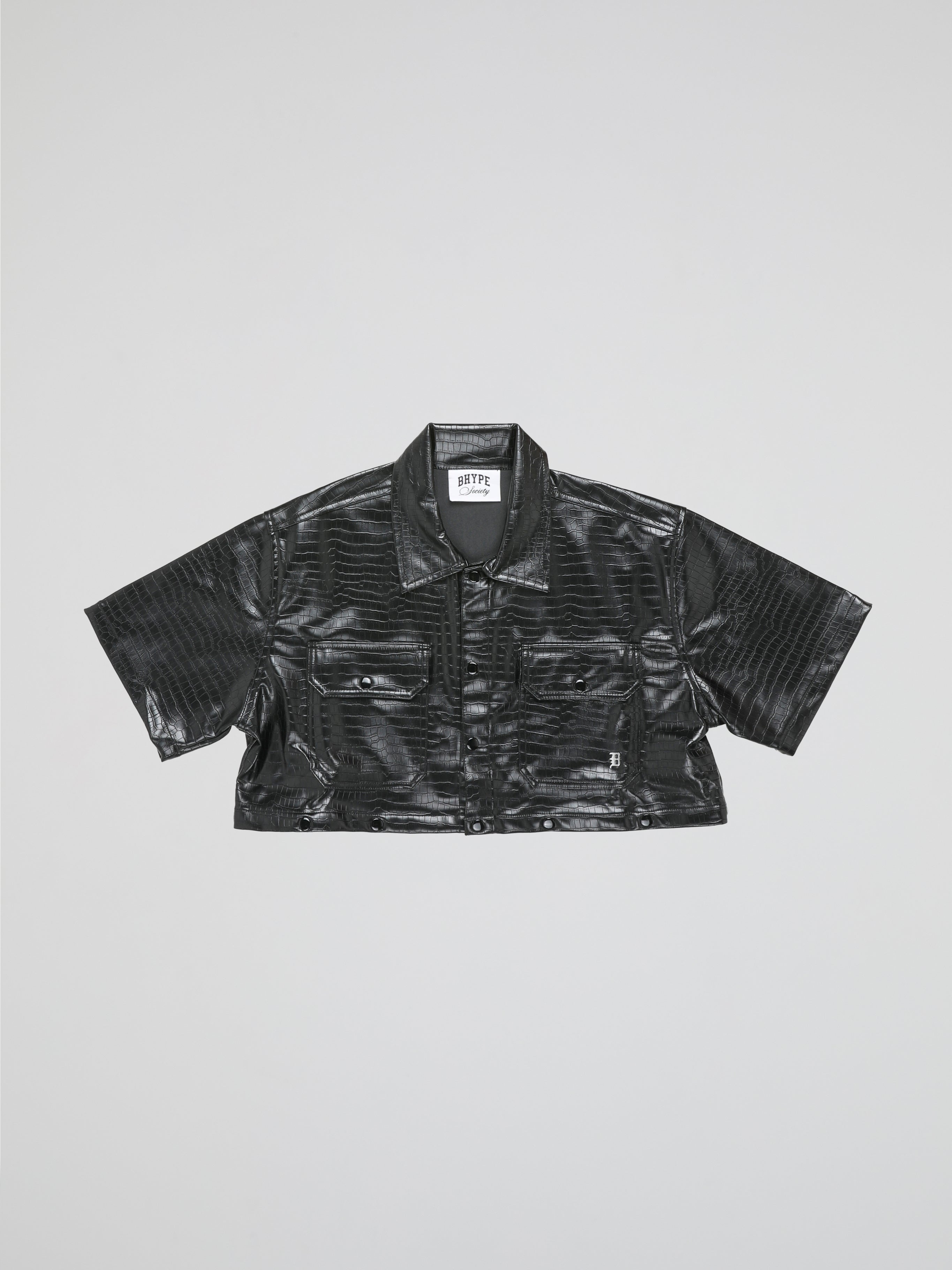 BHYPE BLACK CROCO LEATHER DETACHABLE SHIRT