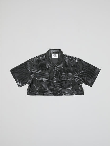 BHYPE BLACK CROCO LEATHER DETACHABLE SHIRT