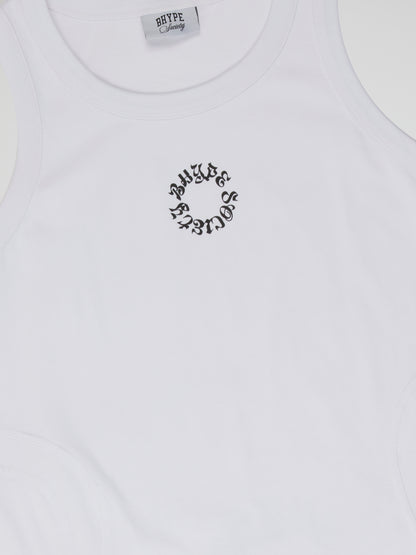 BHYPE SOCIETY WHITE TANK TOP CENTER REVERSE LOGO