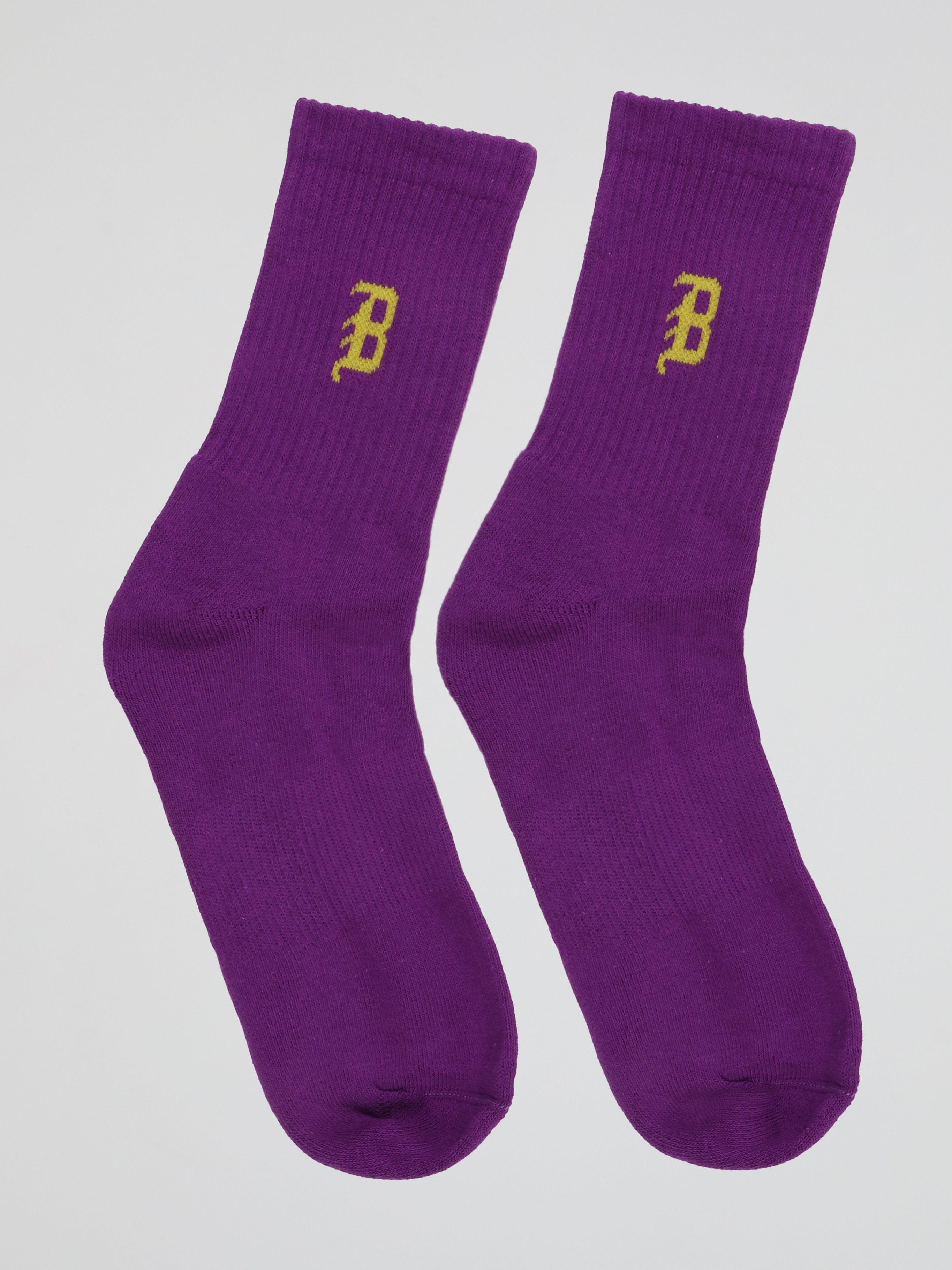 BHYPE SOCIETY - VARSITY LOGO PURPLE SOCKS