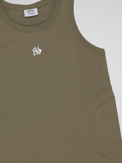 BHYPE SOCIETY KHAKI TANK TOP - BHS WHITE LOGO