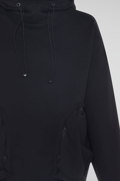 DUMIST KOREA BLACK HOODIE WITH LARGE SIDE POCKETS