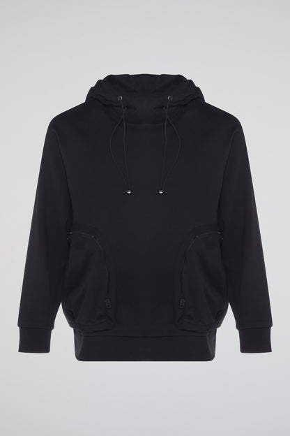 DUMIST KOREA BLACK HOODIE WITH LARGE SIDE POCKETS