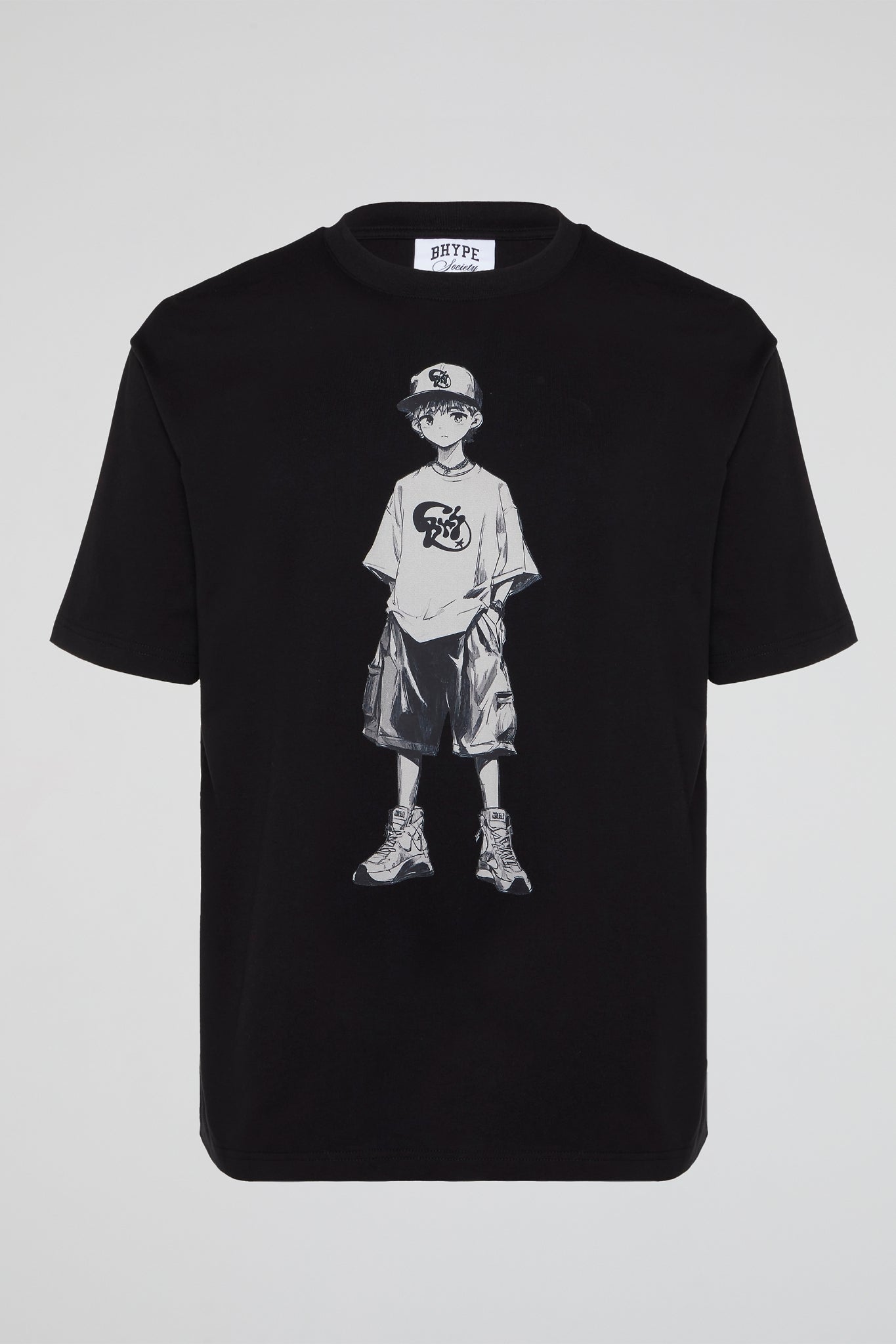 BHYPE SOCIETY CLUB MANGA CHARACTER BLACK TSHIRT