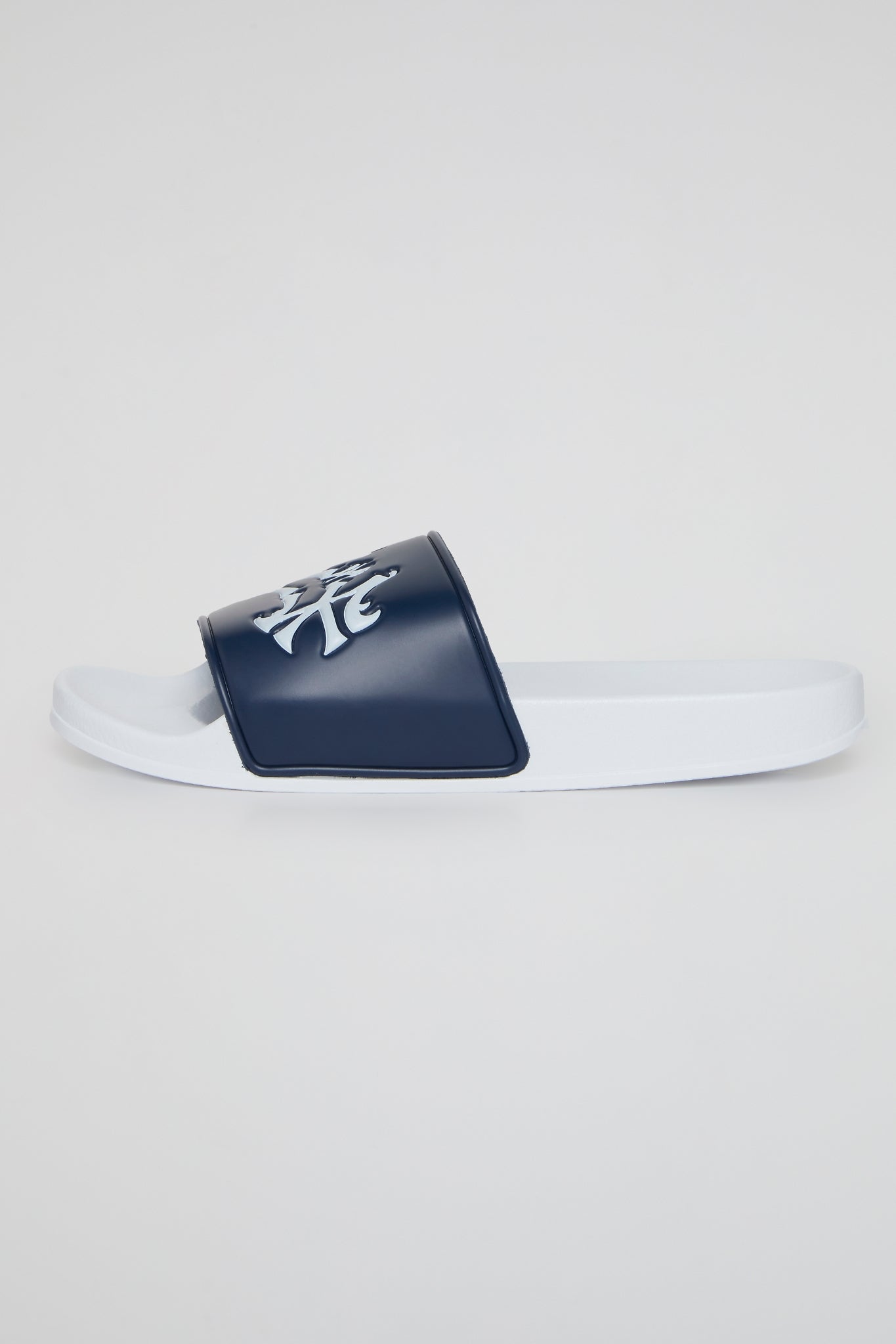 BHYPE SOCIETY - BHS NY LOGOS WHITE & NAVY BLUE SANDALS