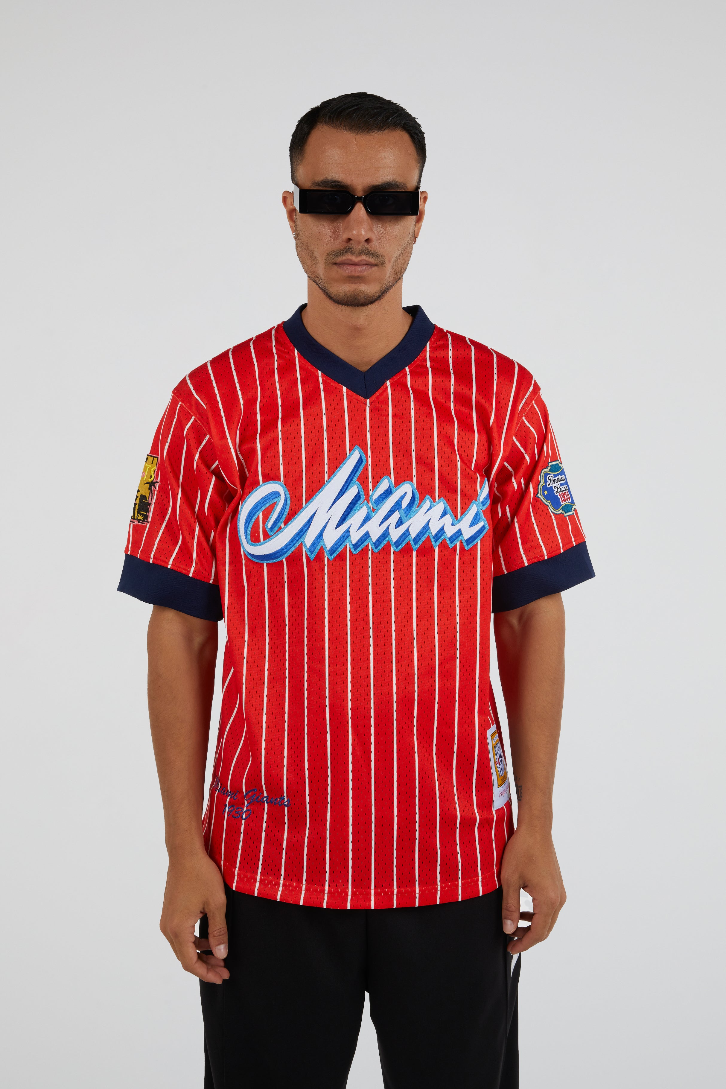 Headgear - Miami Giants Red Pullover Pinstripe Jersey