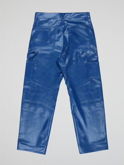 BHYPE SOCIETY ROYAL BLUE BAGGY LEATHER PANTS