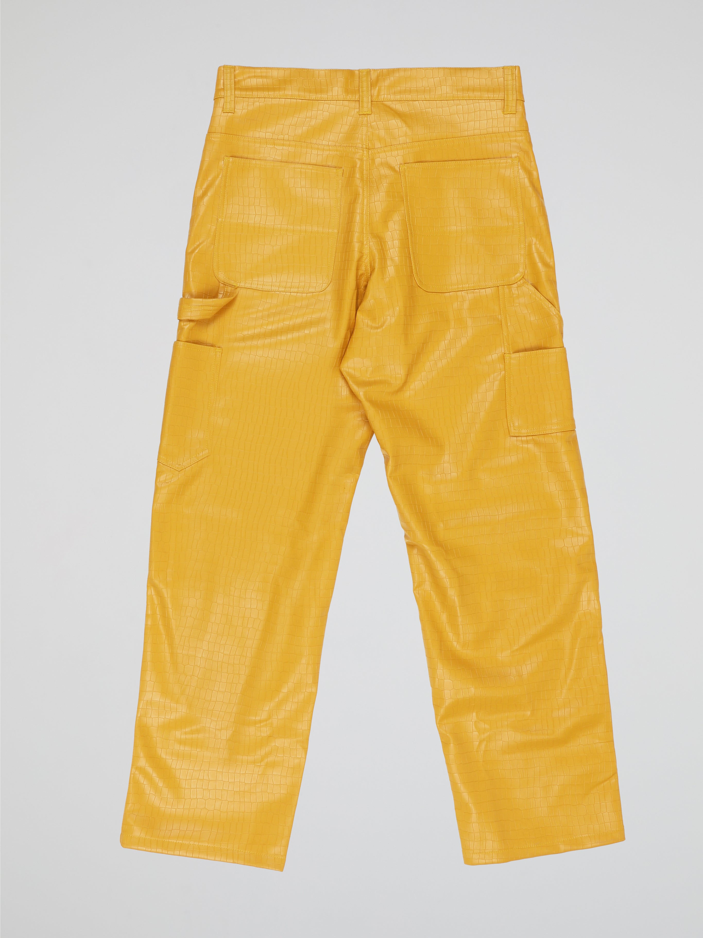 BHYPE SOCIETY YELLOW BAGGY CROCO LEATHER PANTS