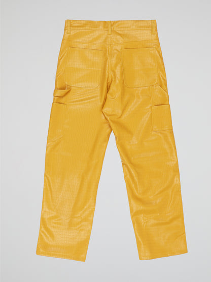 BHYPE SOCIETY YELLOW BAGGY CROCO LEATHER PANTS