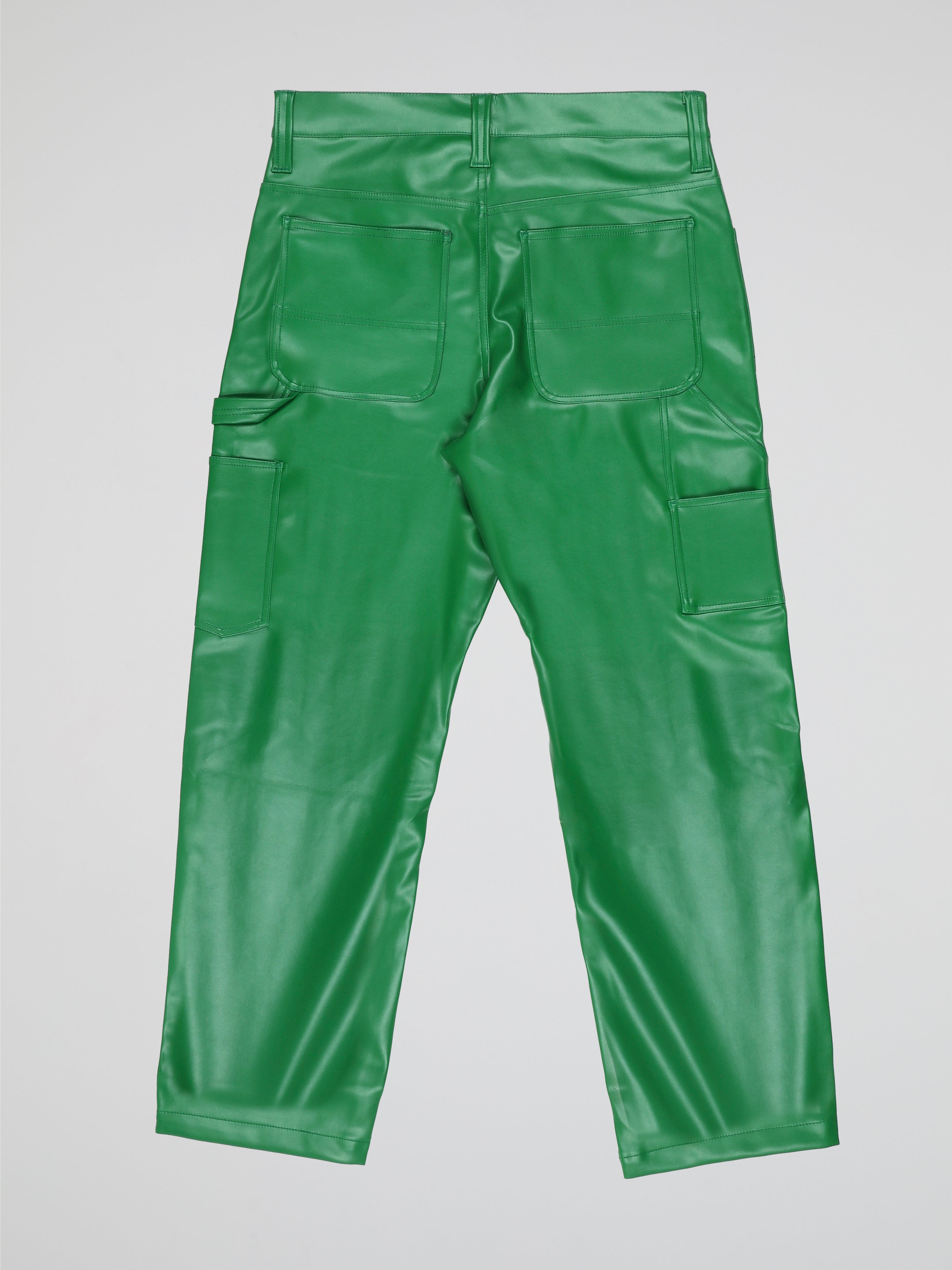 BHYPE SOCIETY GREEN BAGGY LEATHER PANTS