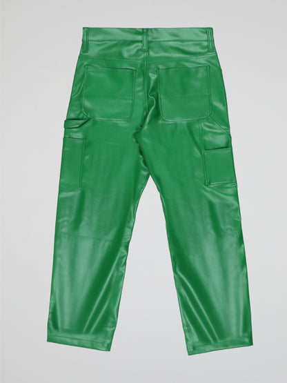 BHYPE SOCIETY GREEN BAGGY LEATHER PANTS