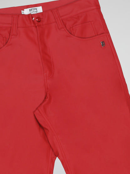 BHYPE SOCIETY RED BAGGY LEATHER PANTS