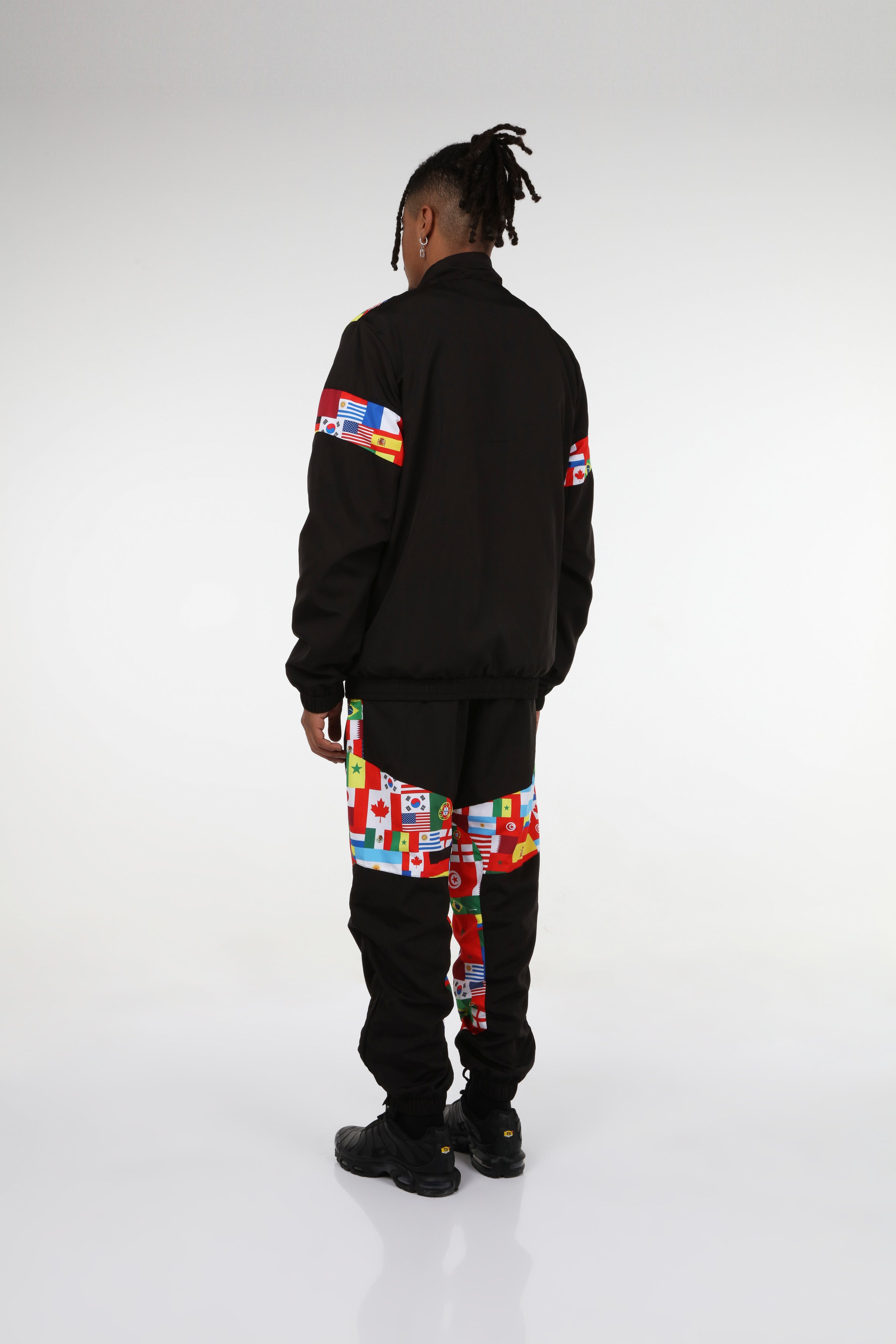 BHYPE SOCIETY BLACK SPORT TRACKSUIT- WORLD FLAGS EDITION