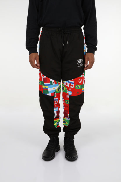 BHYPE SOCIETY BLACK SPORT TRACKSUIT- WORLD FLAGS EDITION