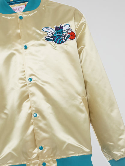 Mitchell & Ness Lightweight Satin Jacket Charlotte Hornets – Light Gold