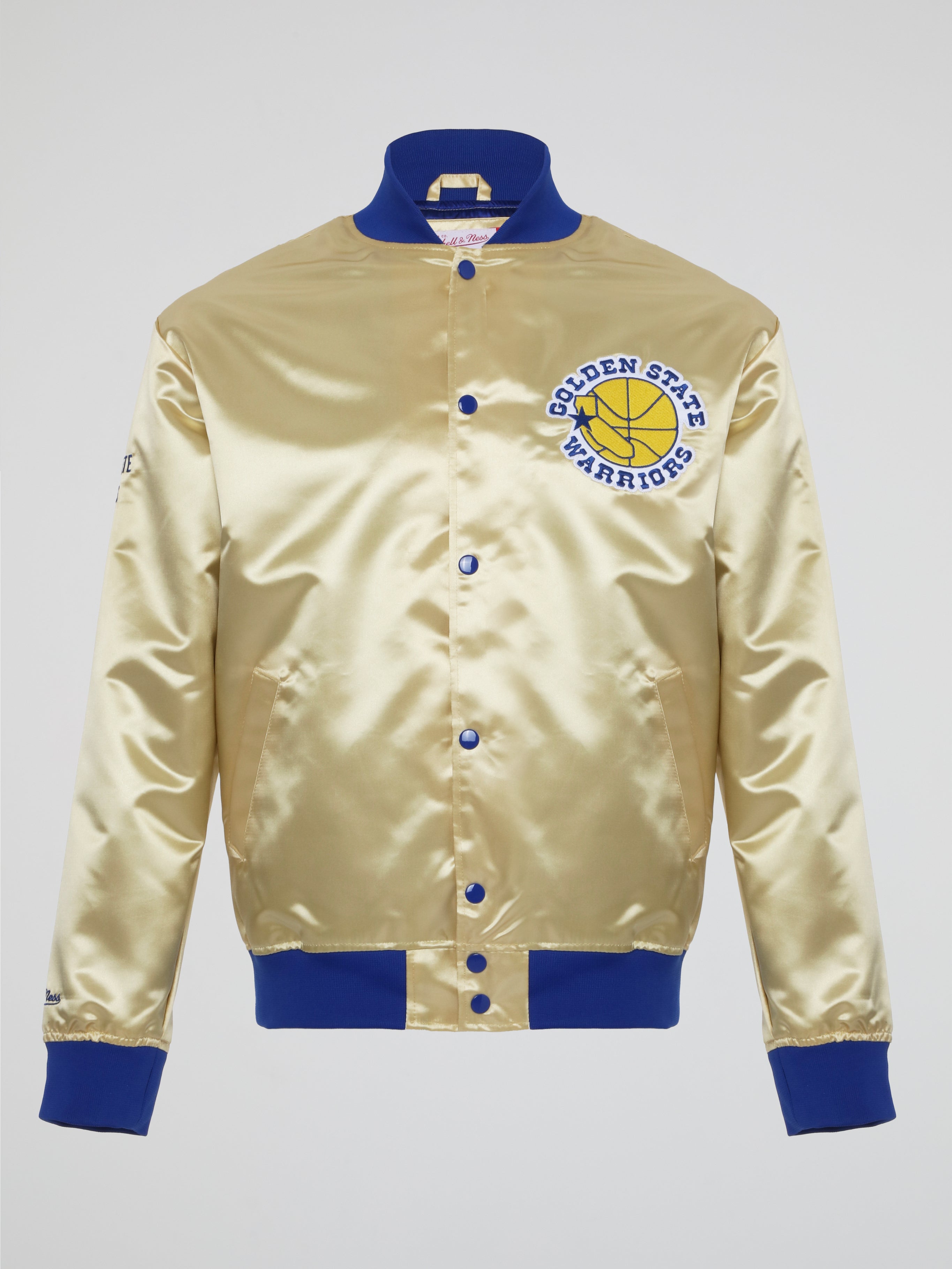 Mitchell & Ness Lightweight Satin Jacket Golden State Warriors – Light Gold