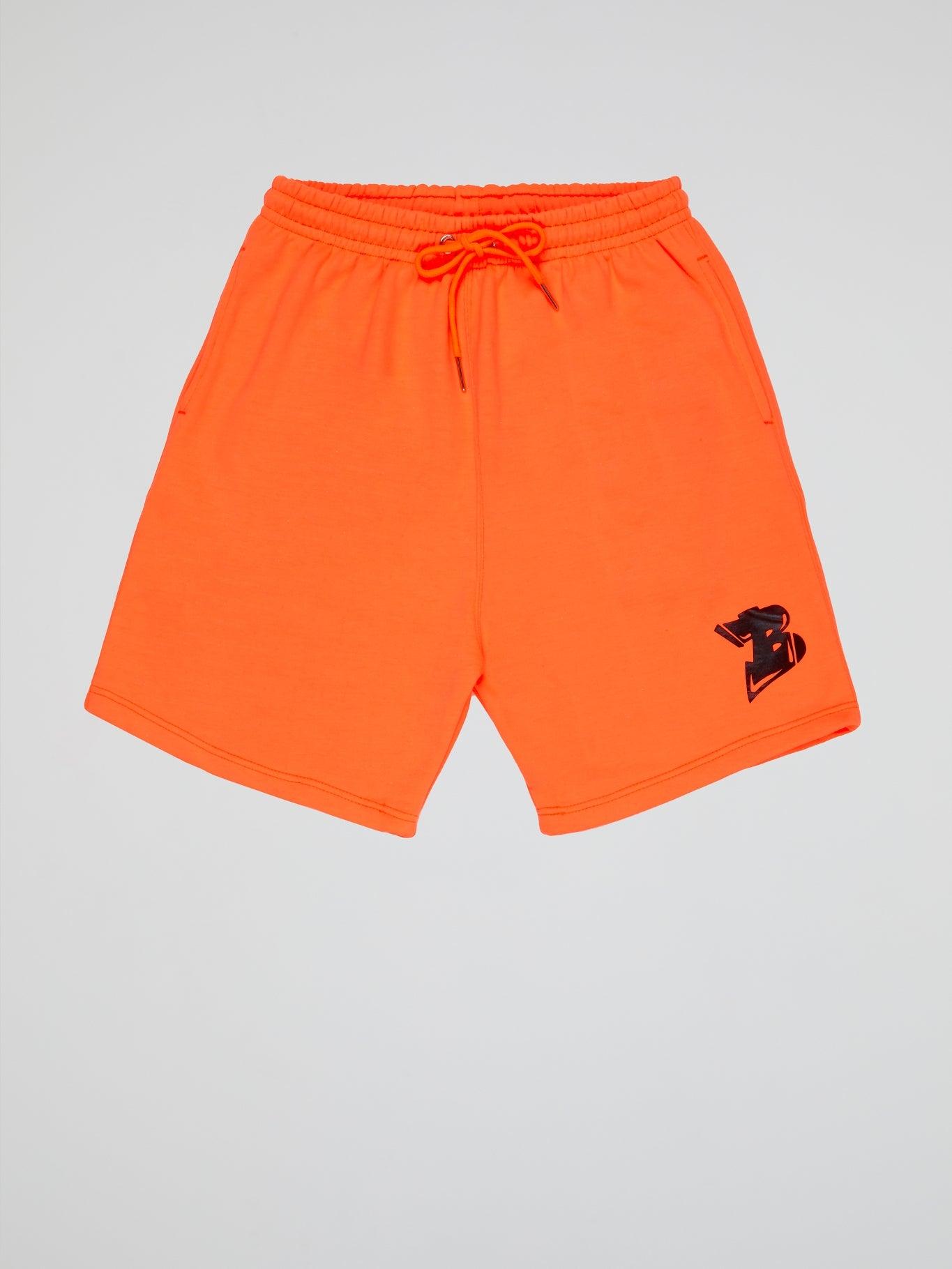 NEON ORANGE SHORTS BHYPE LOGO ESSENTIALS - B-Hype Society