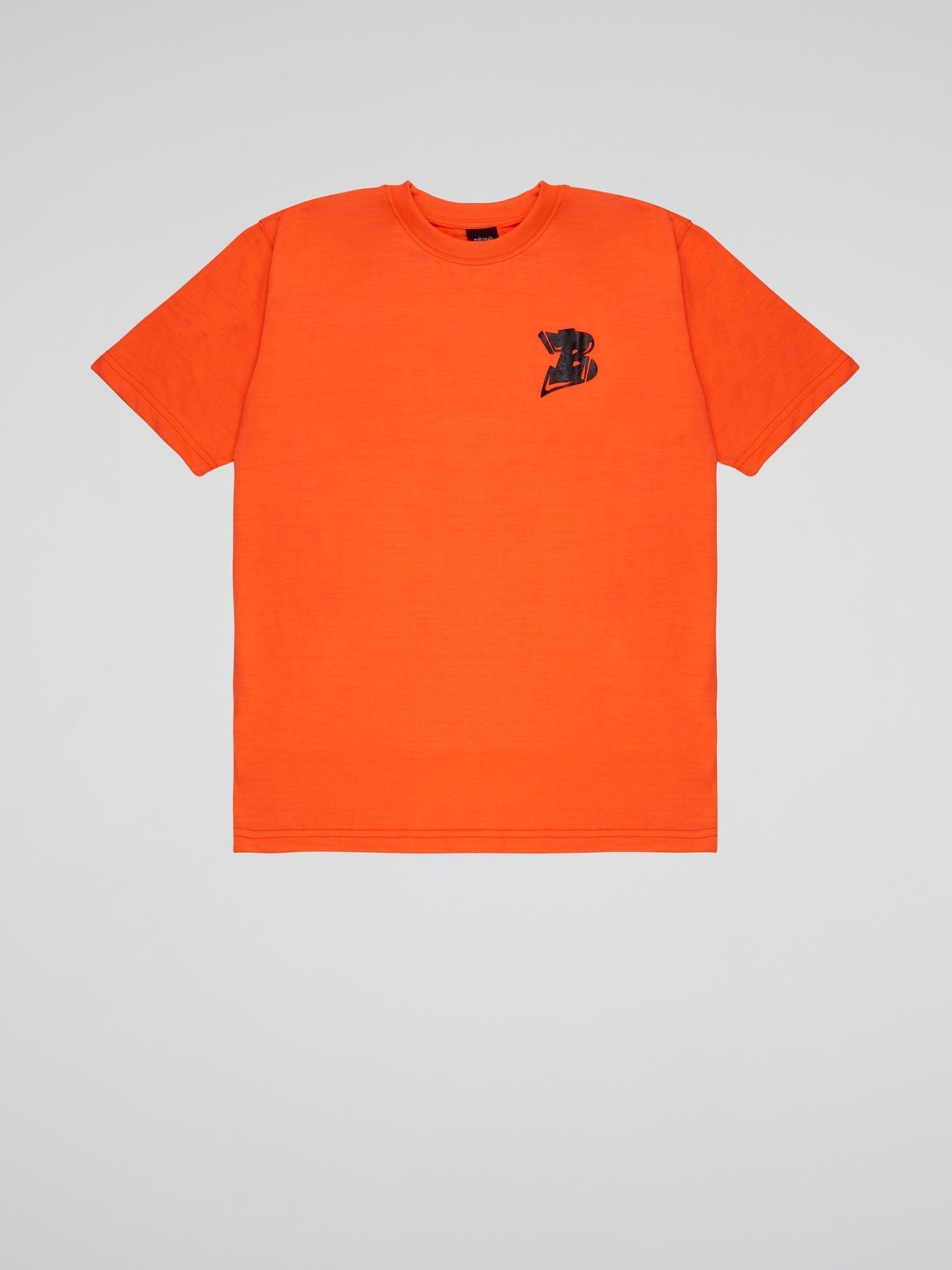 NEON ORANGE T-SHIRT BHYPE LOGO ESSENTIALS - B-Hype Society