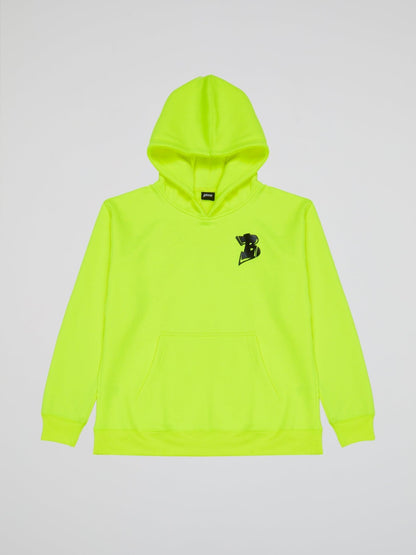 NEON YELLOW HOODIE BHYPE LOGO ESSENTIALS - B-Hype Society