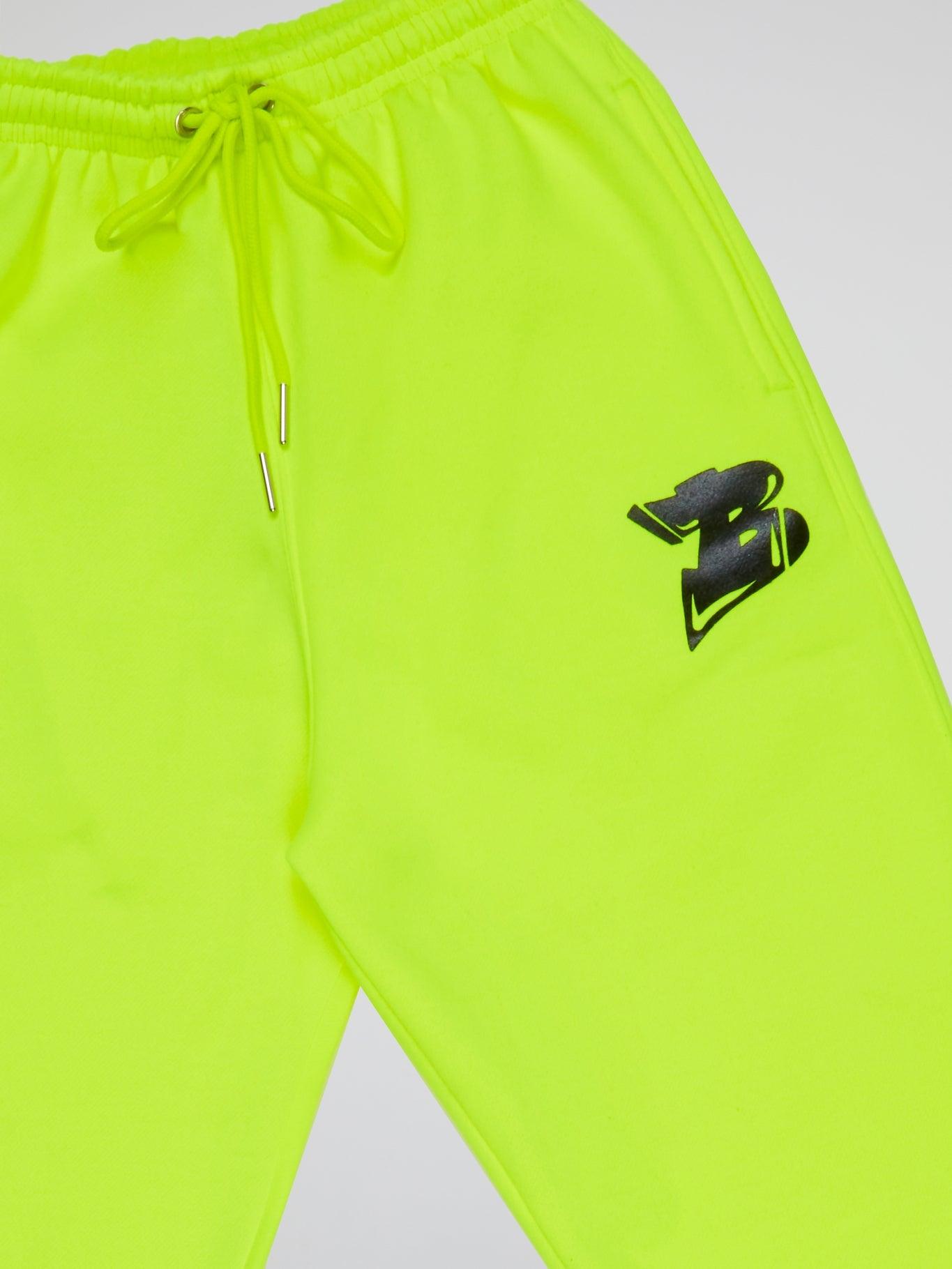 NEON YELLOW PANTS BHYPE LOGO ESSENTIALS - B-Hype Society