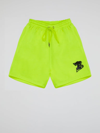 NEON YELLOW SHORTS BHYPE LOGO ESSENTIALS - B-Hype Society