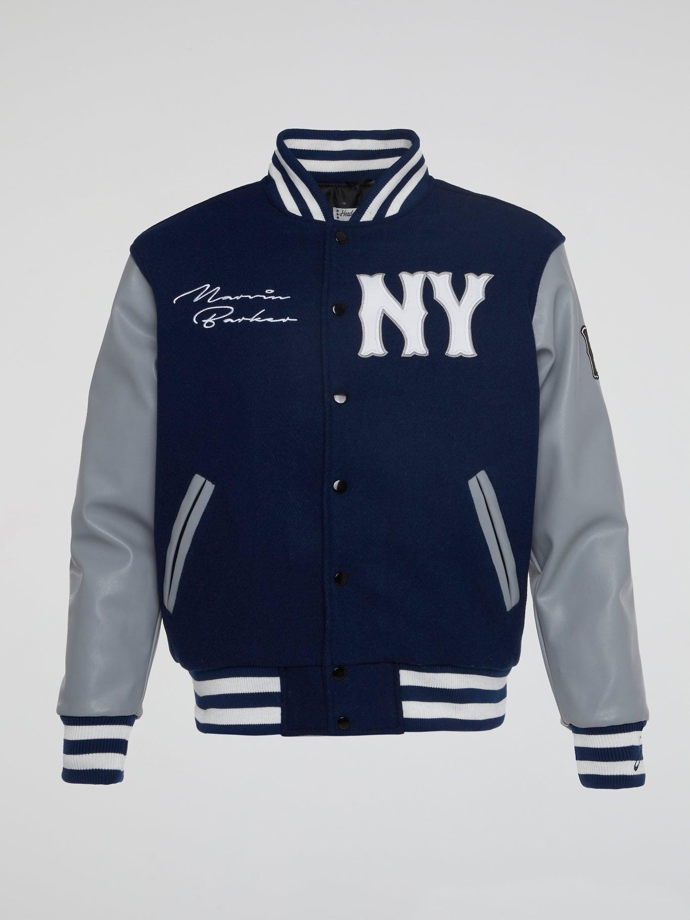 New York Black Yankees Navy Varsity Jacket - B-Hype Society