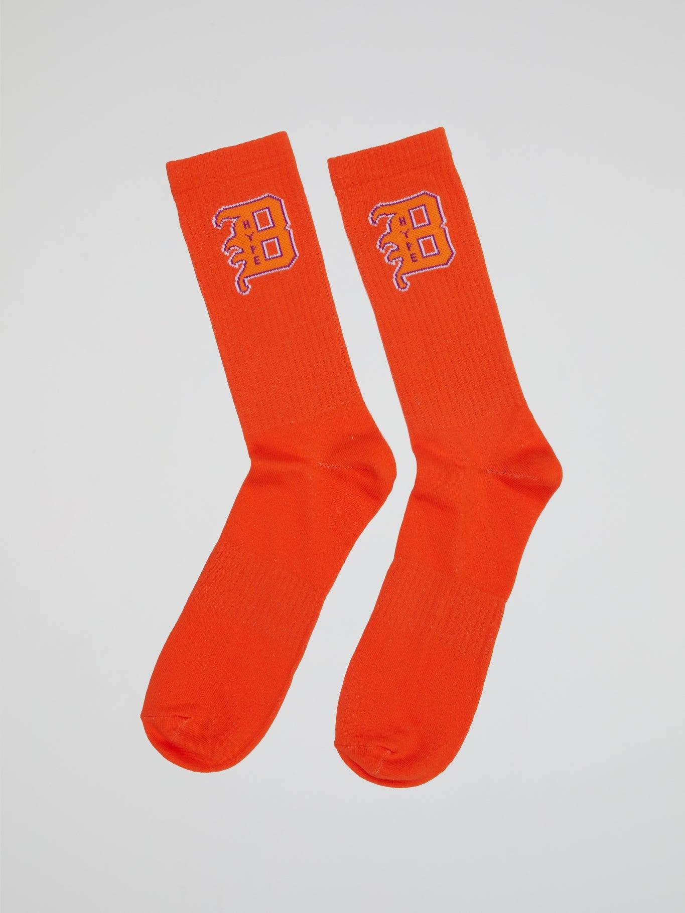 Varsity B Socks Orange - B-Hype Society